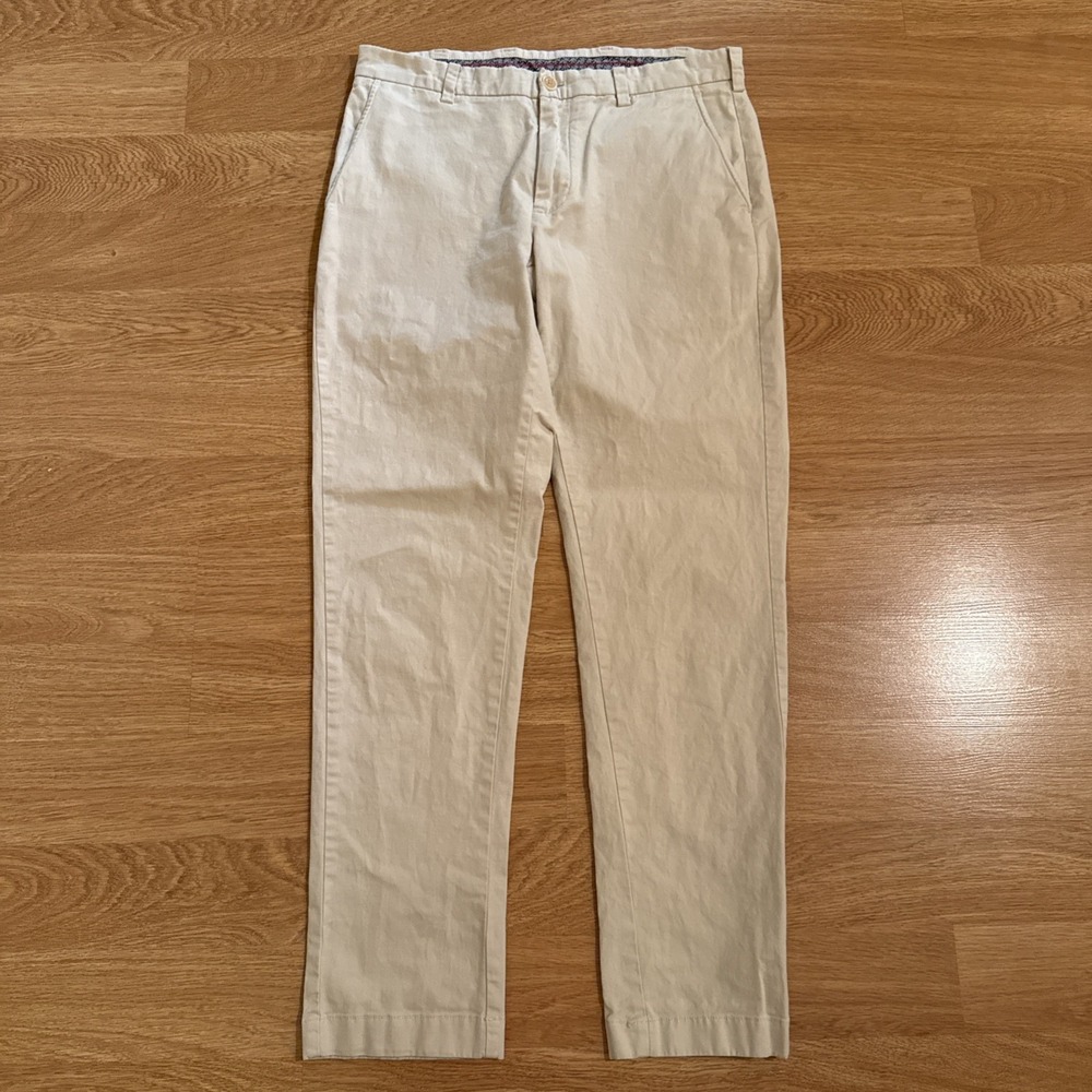 Brooks Brothers Red Fleece Pants Men's Beige 34x32 (Act 34x31.5) Cotton Linen